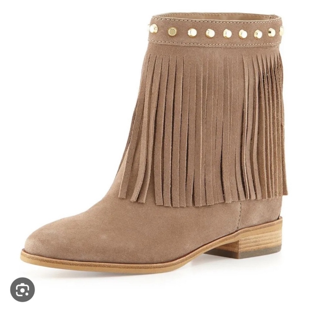 Michael Kors Tan Fringe Ankle Boots